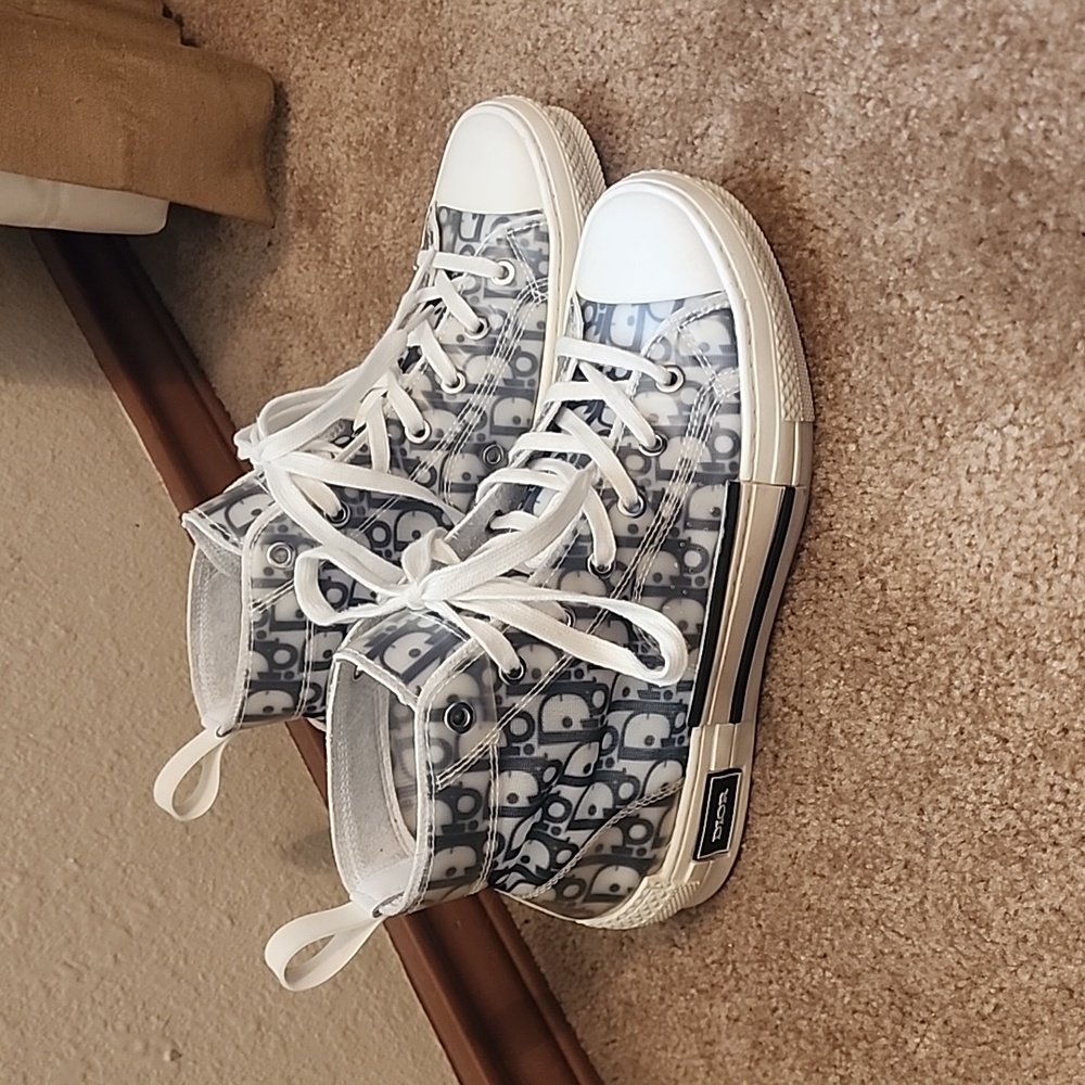 DIOR B23 High-Top Logo Oblique White Black Clear Translucent Sneakers Si… - Picture 2 of 14